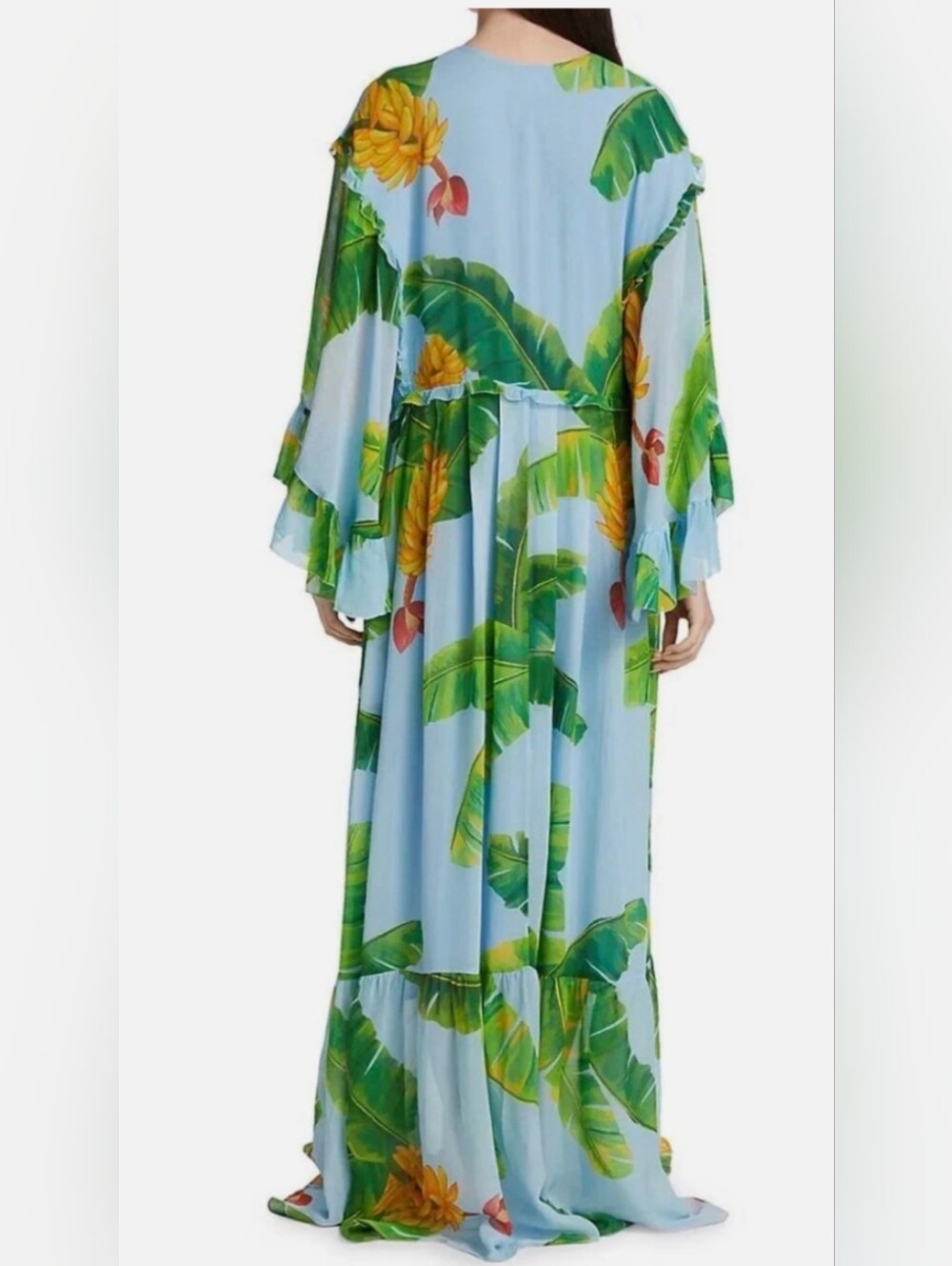 FARM RIO Fresh Bananas Maxi Chiffon dress size large - Picture 2 of 5